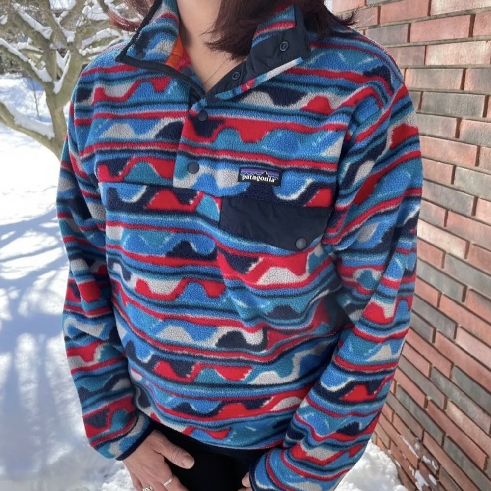 Patagonia Synchilla Fleece Snap-T Pullover Women's Size L Delta Navy Blue